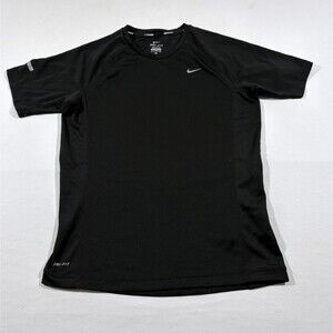 Nike Mens Dri-Fit Miler Black Running Short Sleeve T-Shirt Tee Performance Sz S